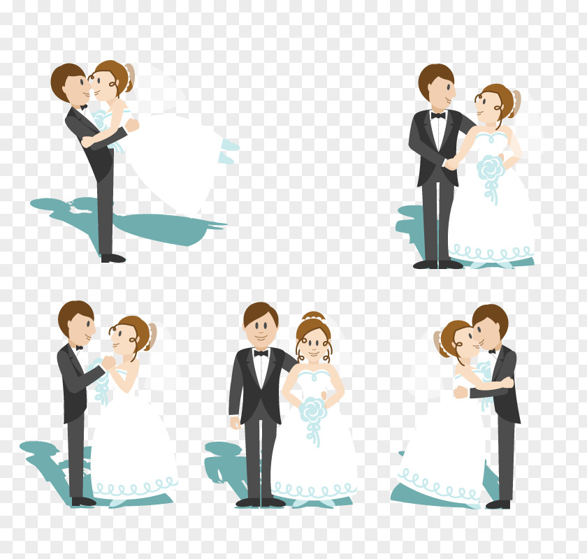 Vector Married Couples Cartoon Marriage Wedding PNG