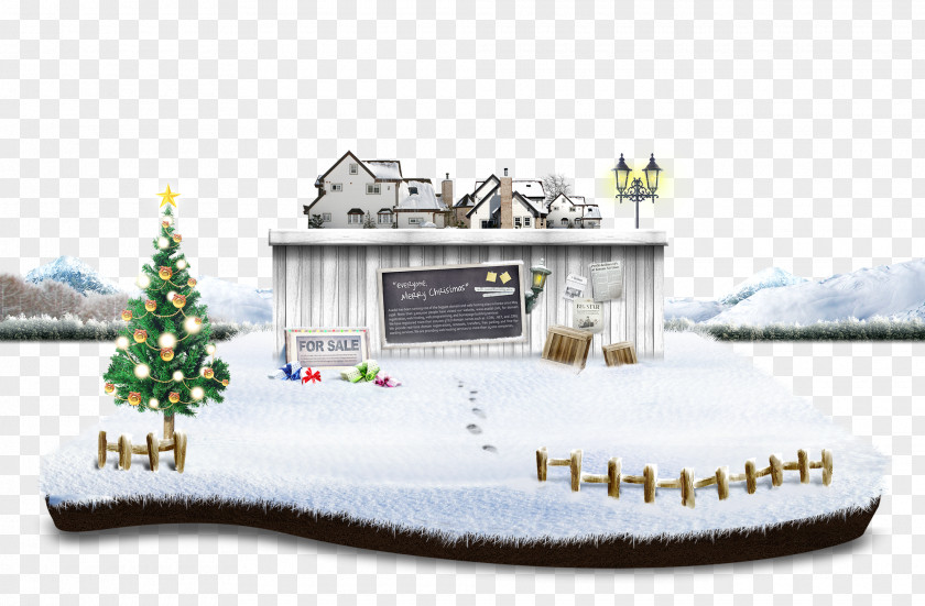 Winter Snow Scene Christmas Template PNG