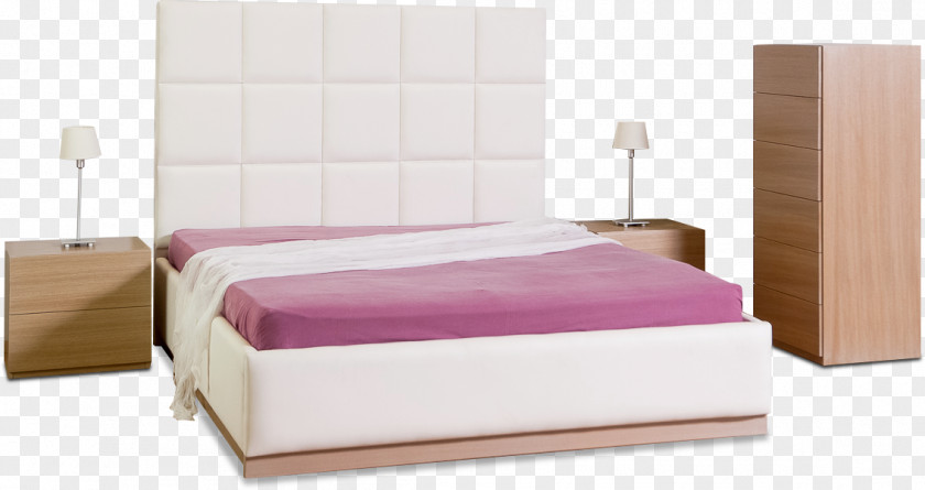Bed Frame Bedside Tables Furniture Mattress PNG