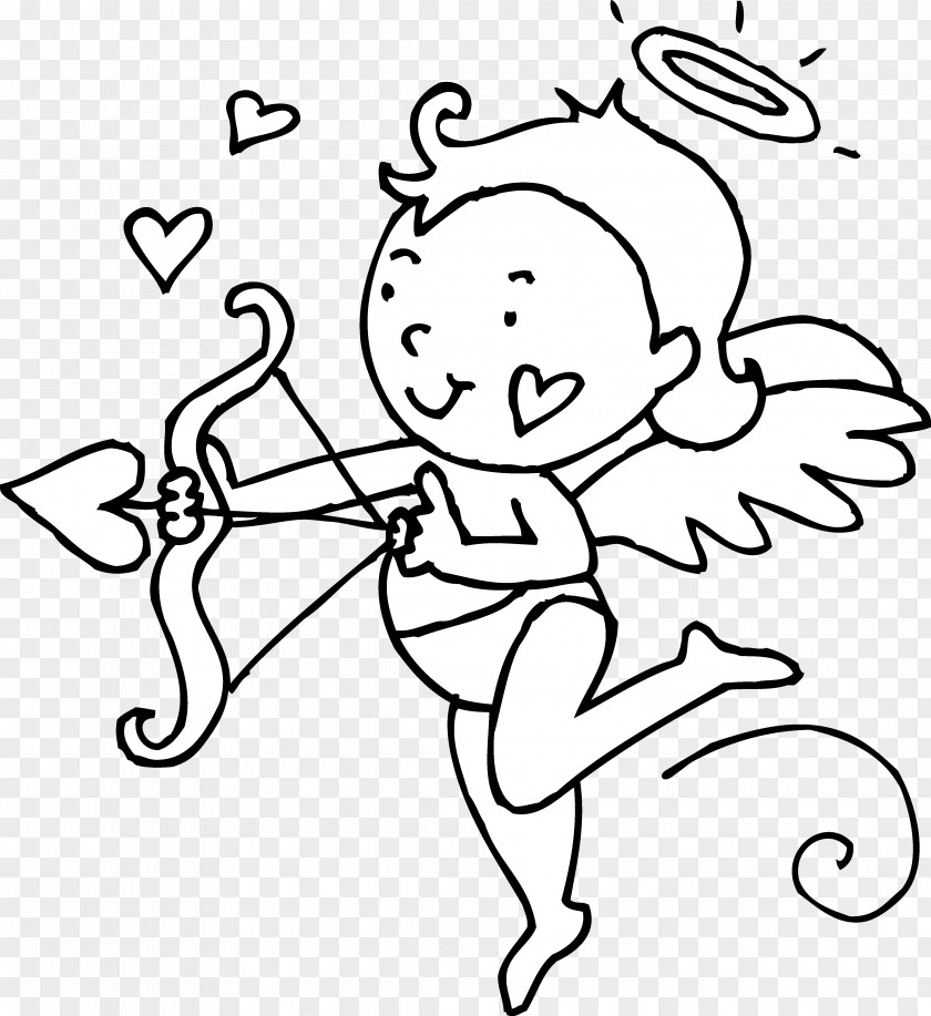 Black Cupid Cliparts Valentines Day And White Heart Clip Art PNG