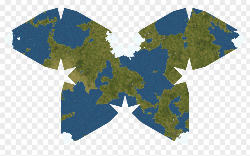 World Map Waterman Butterfly Projection PNG