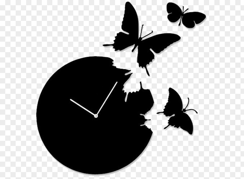 Butterfly Clock Window Time PNG