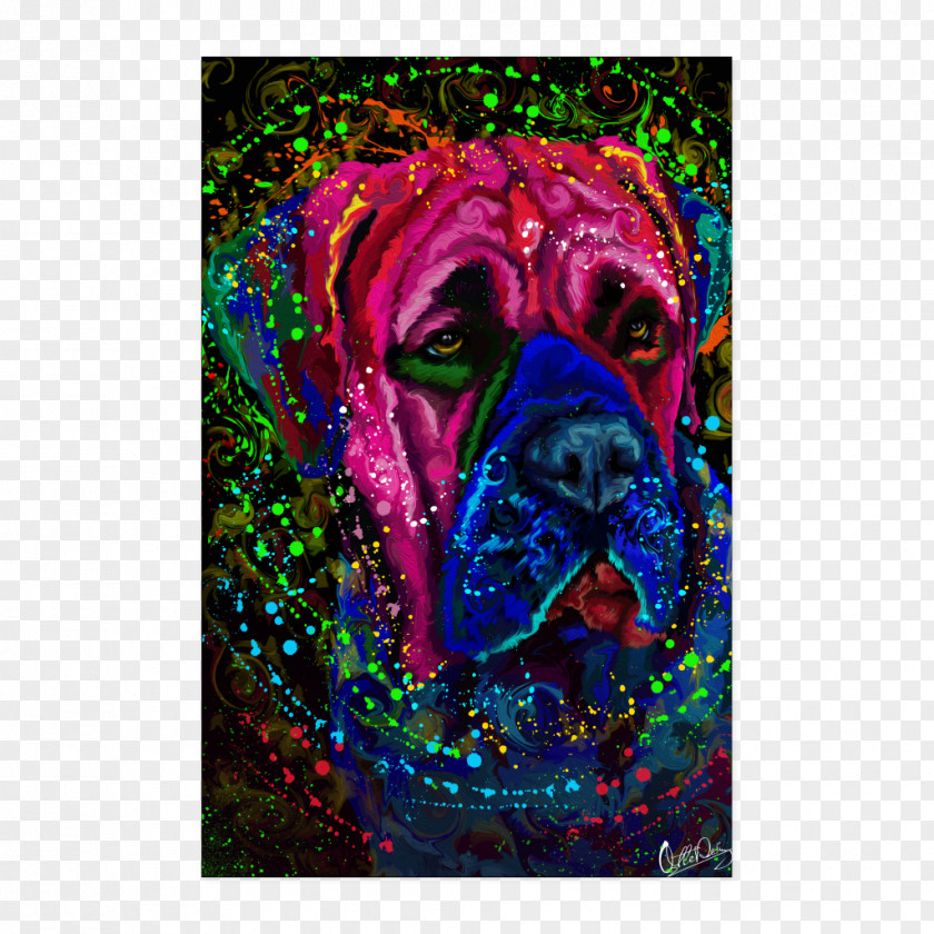 Dog Modern Art Acrylic Paint Dye Magenta PNG