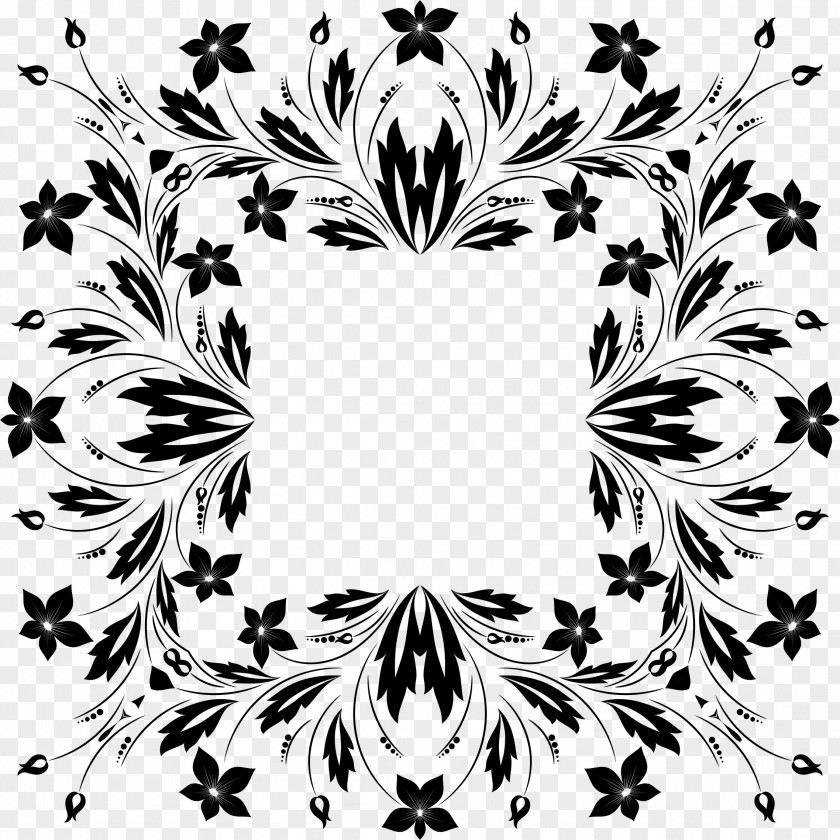 Cdr Flower Floral Design Black And White Clip Art PNG