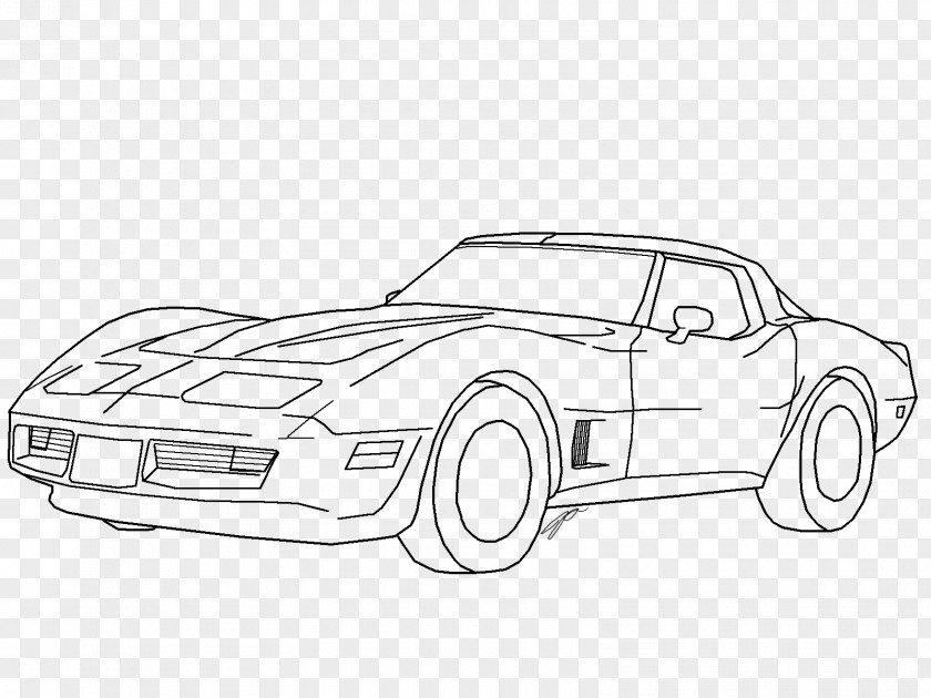 Corvette Car Stingray Chevrolet ZR1 (C6) Line Art PNG