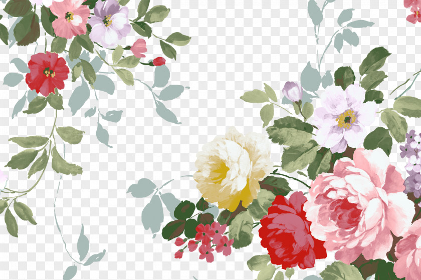 Floral Elements Garden Roses Paper Flower Curtain Wallpaper PNG