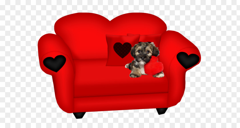 Puppy Painted Red Couch Chair Fauteuil Dog Furniture PNG