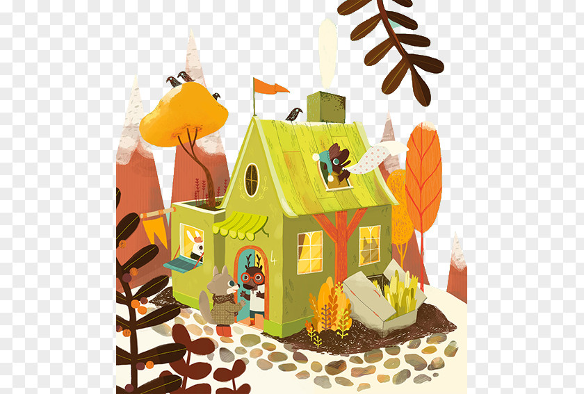 Deep Forest House France Illustrator Drawing Illustration PNG