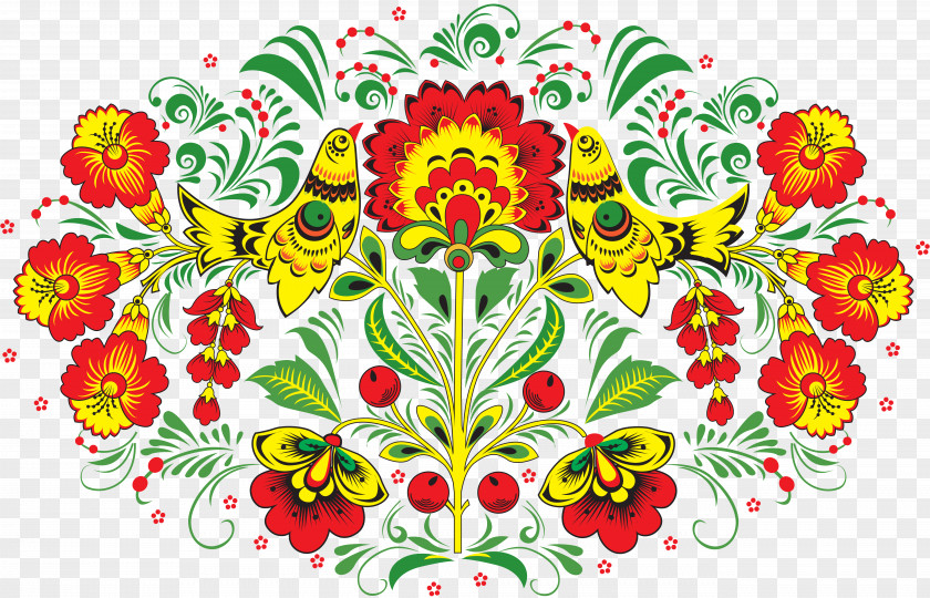 Russia Floral Design Khokhloma Ornament Art PNG