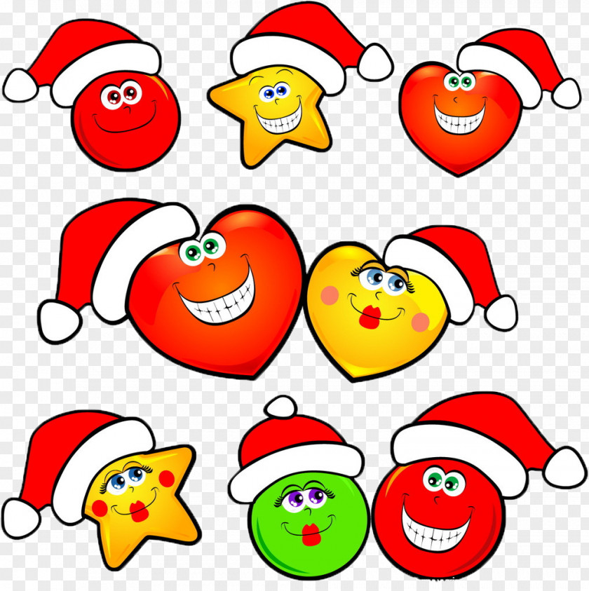 Christmas Hat Smiling Face Emoticon Clip Art PNG