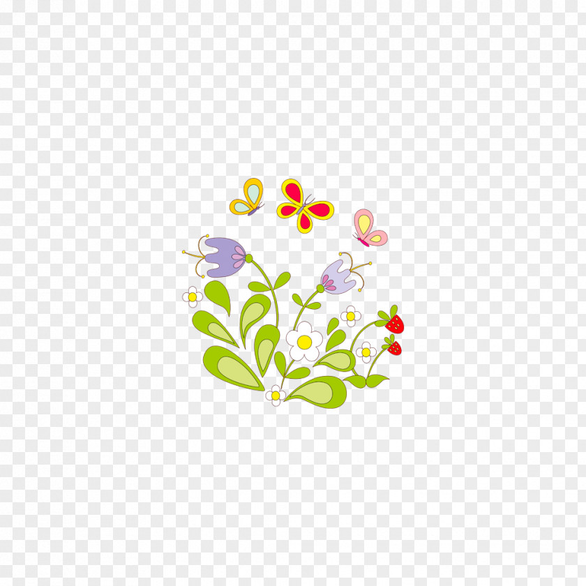 Flor Flower Insect Butterfly Drawing Wall PNG