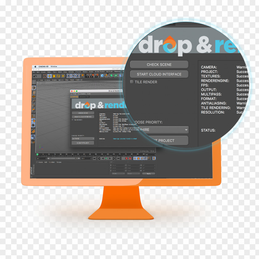 C4d Octane Cinema 4D Rendering Computer Monitors Render Farm Plug-in PNG