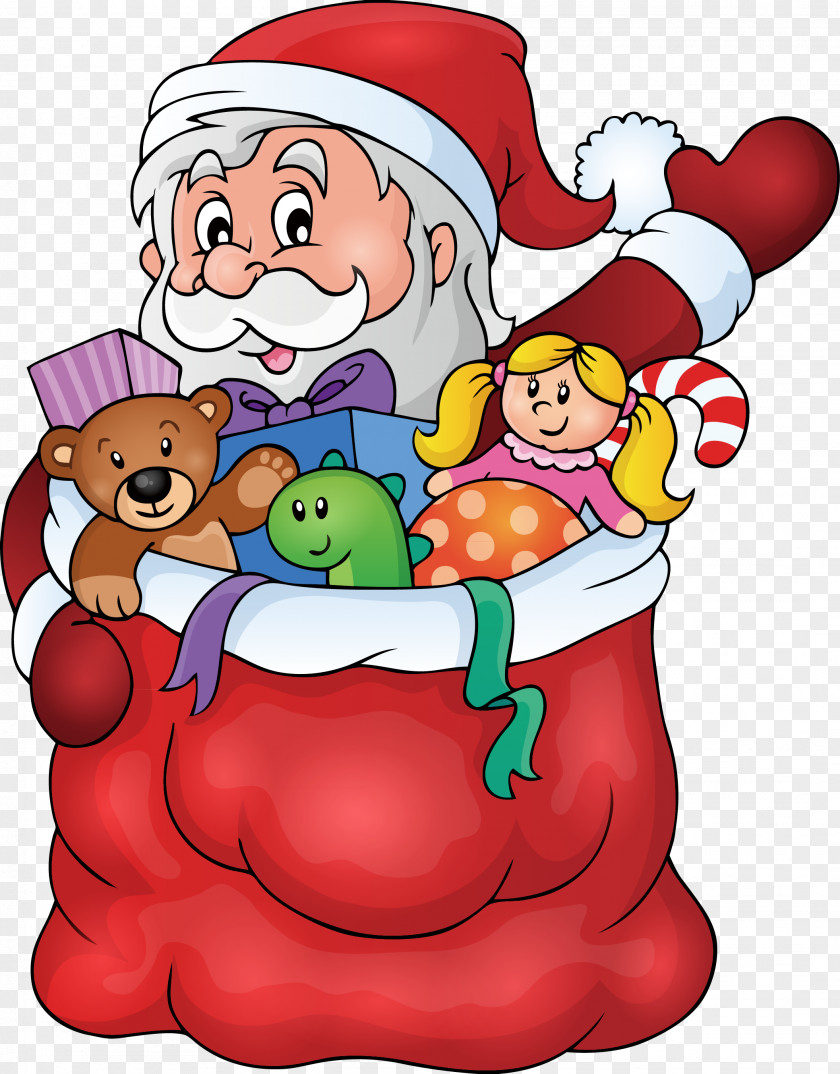 Santa Claus Holding A Gift Lapland Reindeer Clip Art PNG