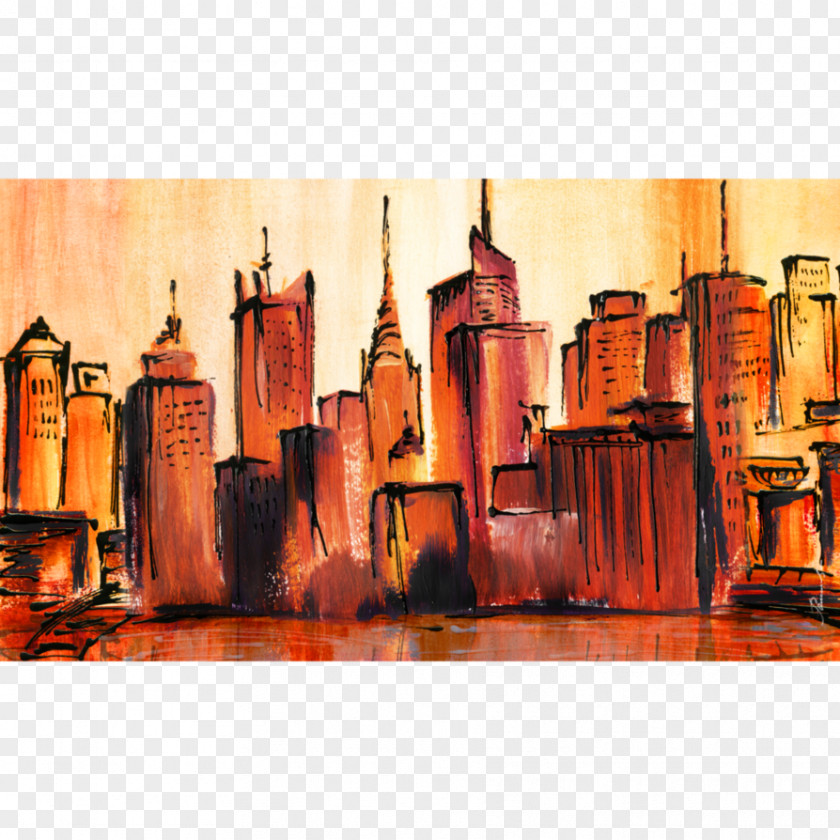 New York City The Skyline Hotel Manhattan Painting Abstract Art PNG