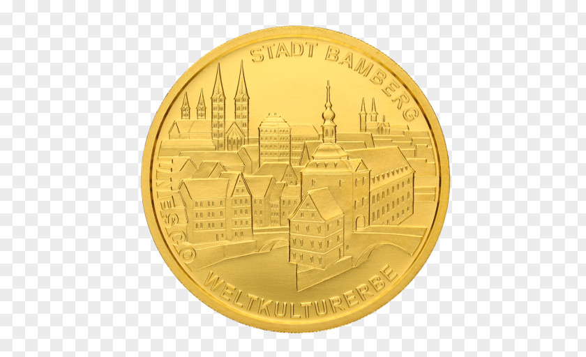 Old Gold Coins Commemorative Coin Altes Rathaus UNESCO PNG