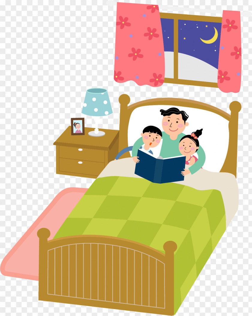 Bedtime Cartoon Child Image Storytelling Illustration PNG