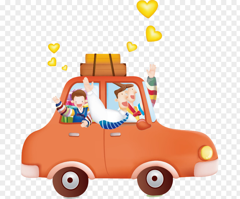 A Man Driving Car Cartoon Illustration PNG