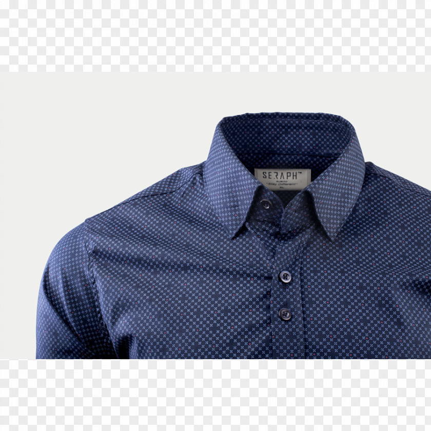 Dress Shirt Cobalt Blue Collar Button Sleeve PNG