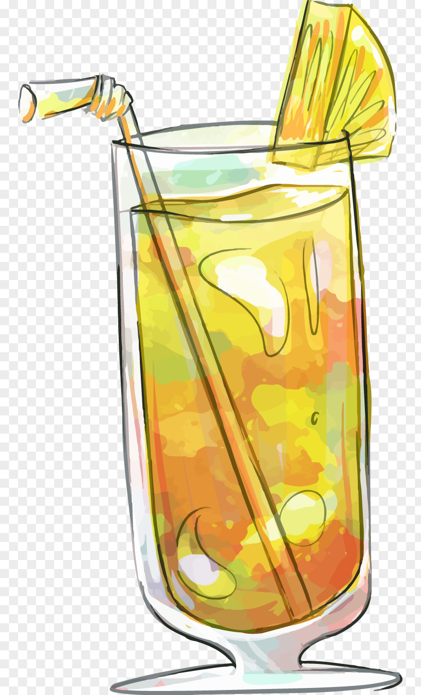 Hand-painted Lemon Juice Cocktail Drink PNG