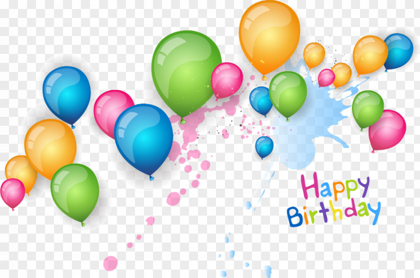 Happy Birthday Balloons Vector Material Wish Greeting Card Wedding Invitation PNG