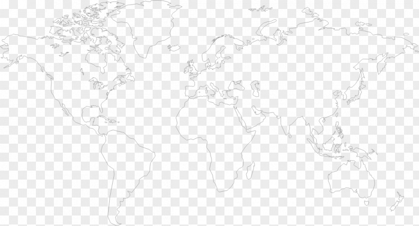 World Map Sketch Line Art PNG
