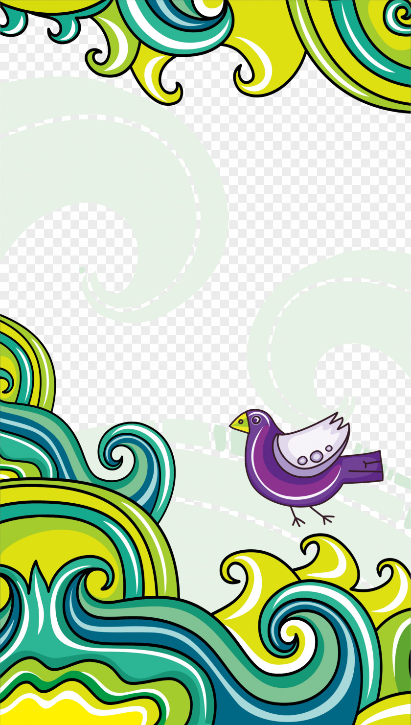 Decorative Bird Vector Illustration Waves Wind Wave PNG