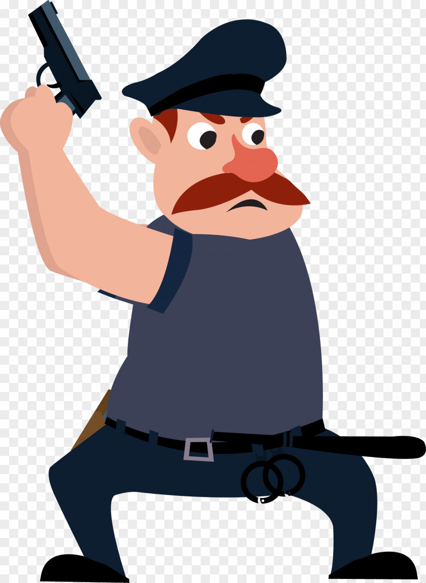 Criminal Police Holding A Gun Cartoon Officer Icon PNG