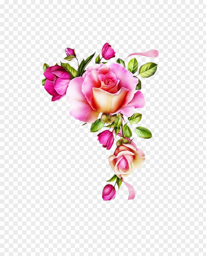 Esquineros Watercolor Rose Floral Design Clip Art Pink Flowers PNG