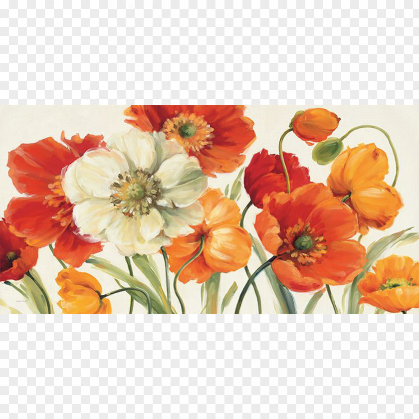 Painting Poppy Flowers Canvas Art PNG