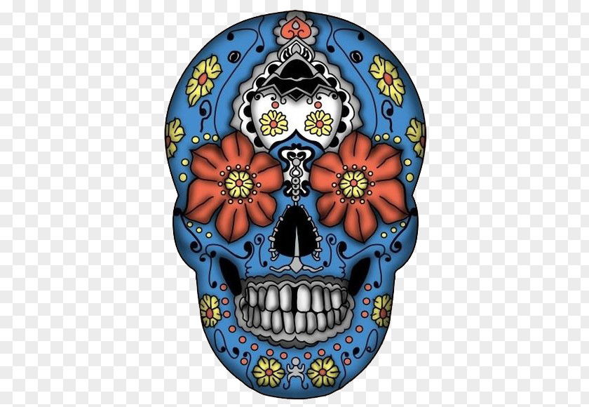 Skull Illustration Calavera Mexican Cuisine Day Of The Dead Blue PNG