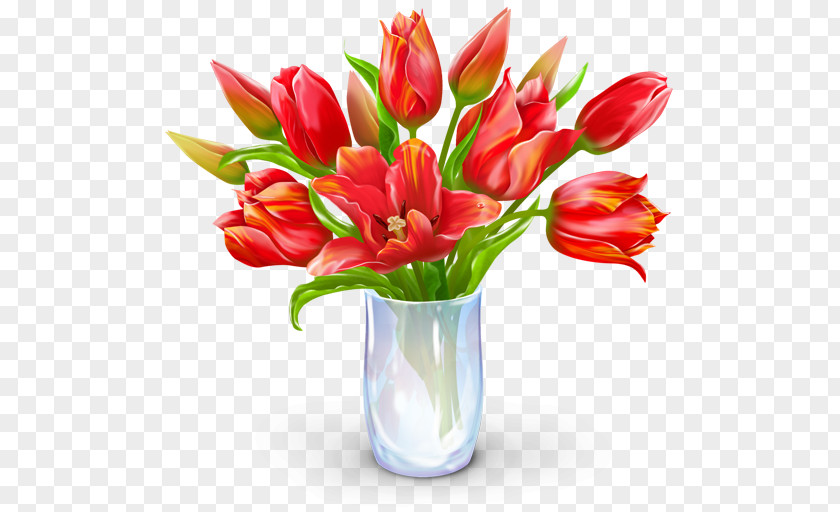 Red Lily Flower Bouquet Gift Icon PNG