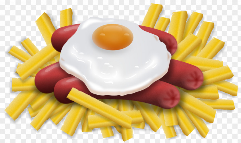 Junk Food French Fries Fried Egg White PNG