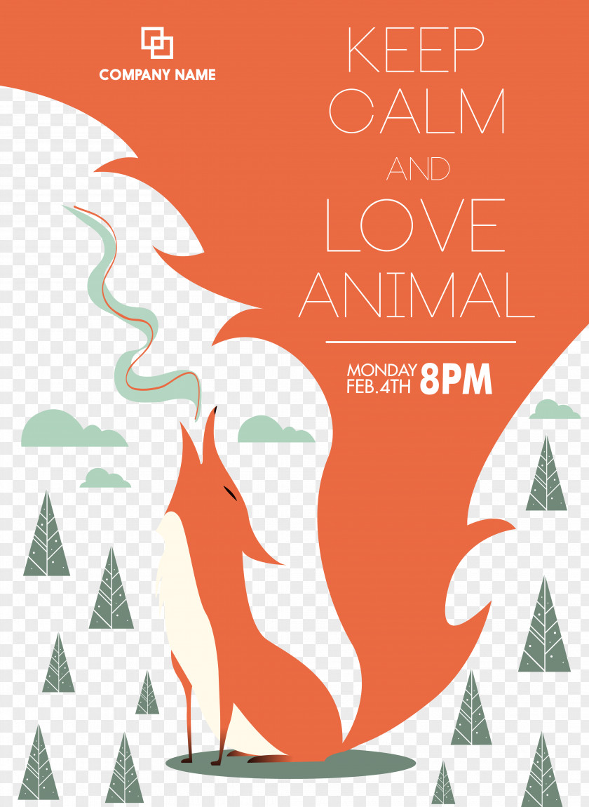 Red Fox Graphic Design Poster Illustration PNG