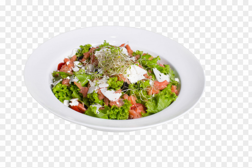 Salmon Salad Fattoush Plate Vegetarian Cuisine Leaf Vegetable Recipe PNG