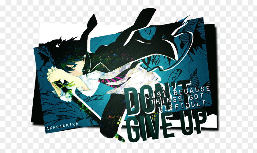 Dont Give Up Rin Okumura Logo Blue Exorcist Poster PNG