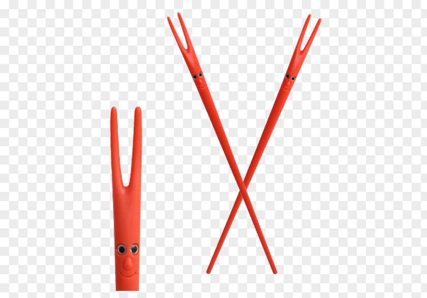 Fork Chopsticks Red Color Baguette PNG