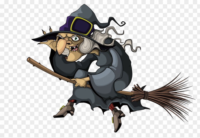 Riding On A Broom Witch Vector Material Witchcraft Witchs Illustration PNG