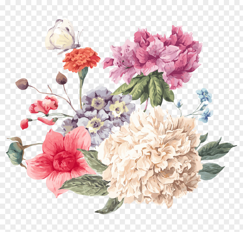 Romantic Floral Decorative Design Peony Flower Clip Art PNG