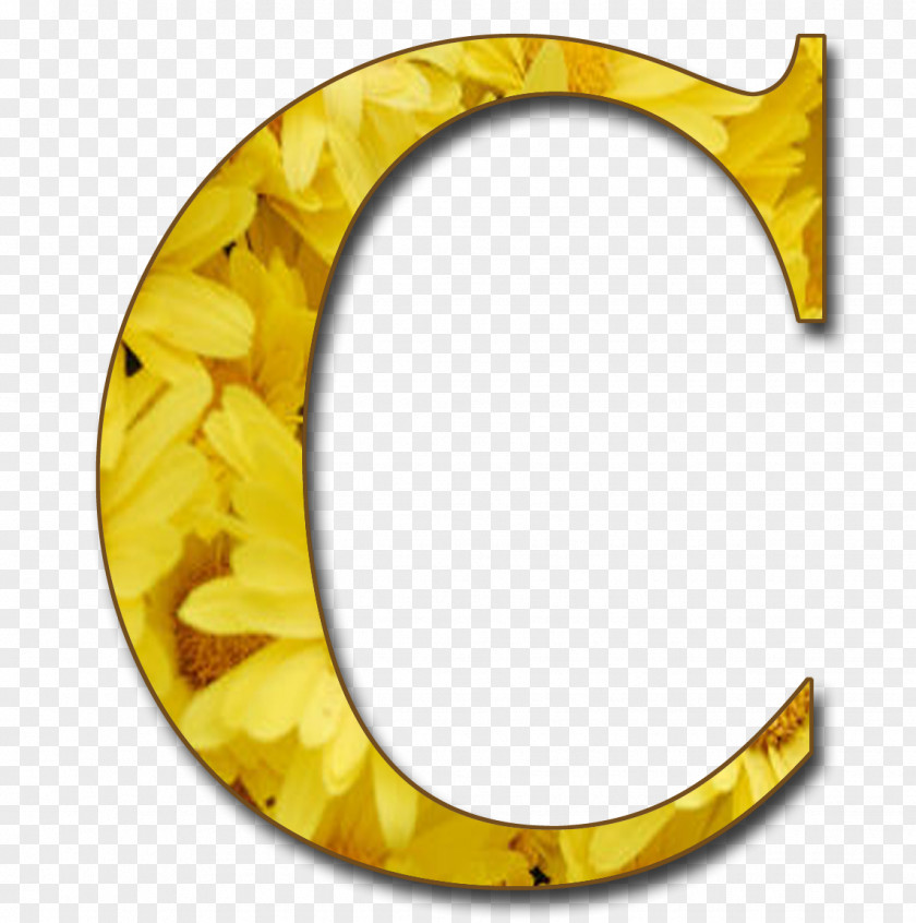 Alphabet Flower Elements Letter Yellow C PNG