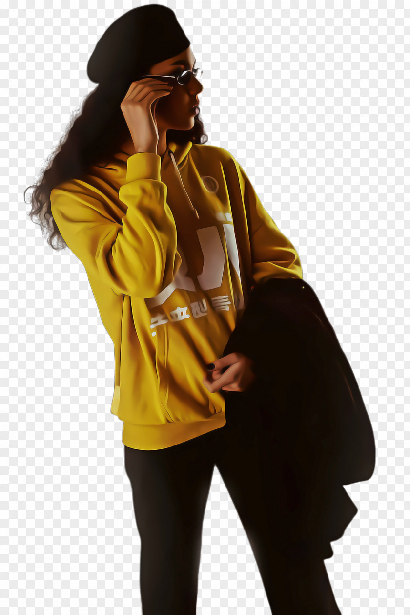 Hoodie Costume Yellow Clothing Outerwear Hood Sleeve PNG