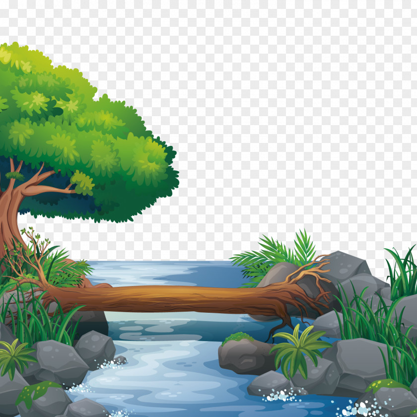 Vector River Water Nature Illustration PNG