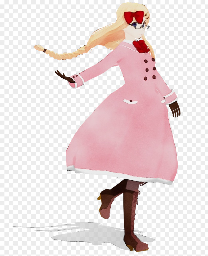 Drawing Dress Pink Cartoon Fashion Illustration Standing Costume PNG