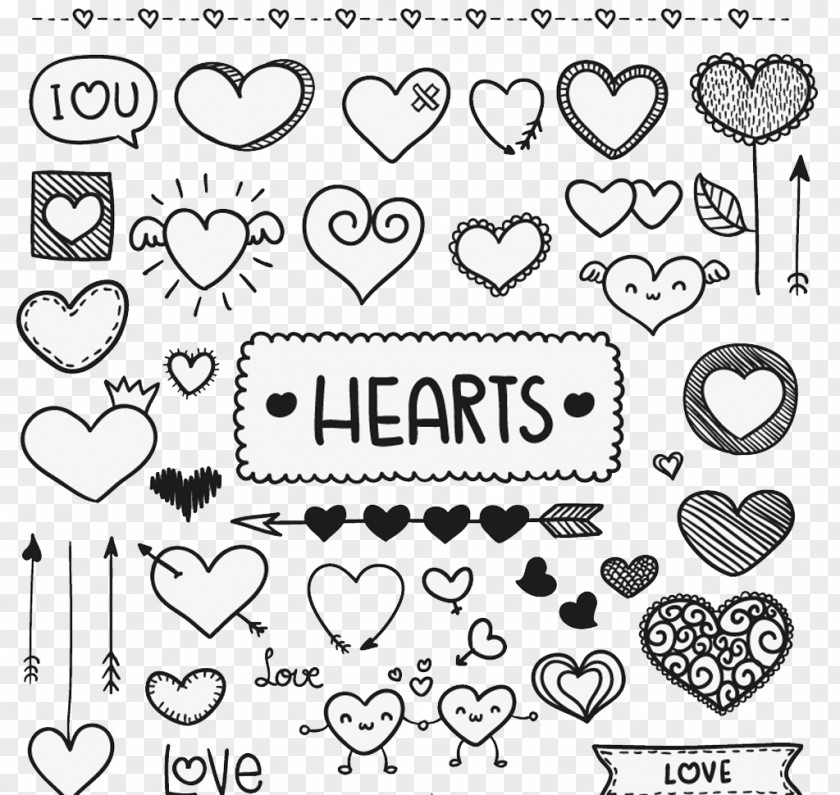 A Variety Of Hand-painted Love PNG variety of hand-painted love clipart PNG