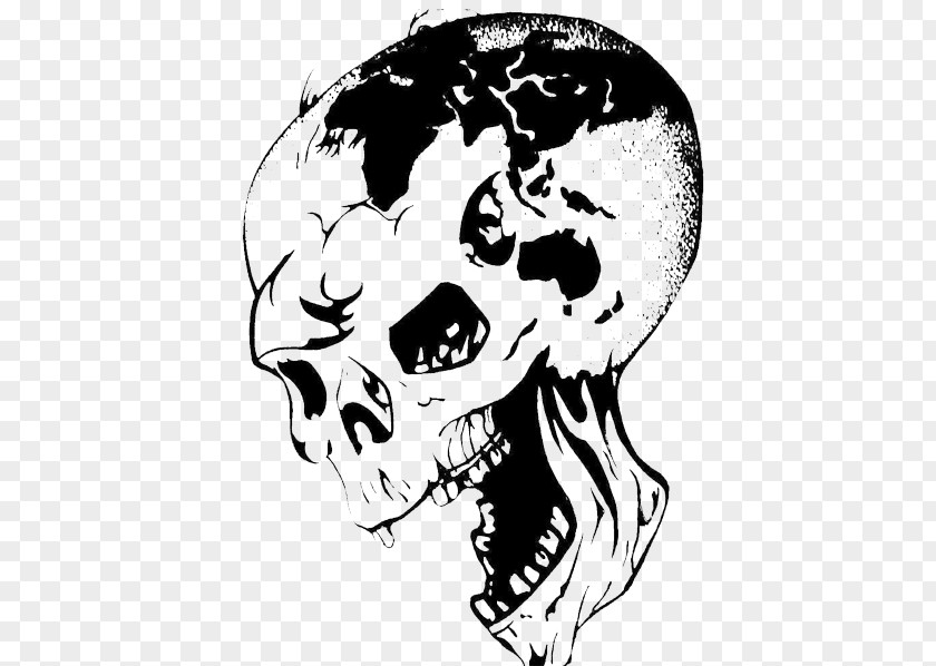Skull Black And White Painting PNG