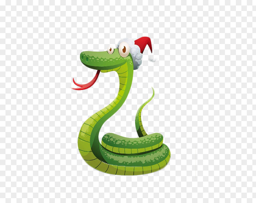 Hand-painted Cartoon Snake Picture Santa Claus Christmas Illustration PNG