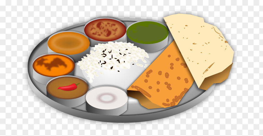 Plated Meal Cliparts Indian Cuisine Vegetarian Roti Naan Clip Art PNG