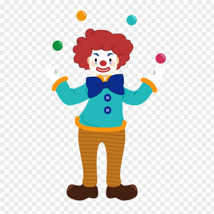 Vector Clown Juggling Performance PNG