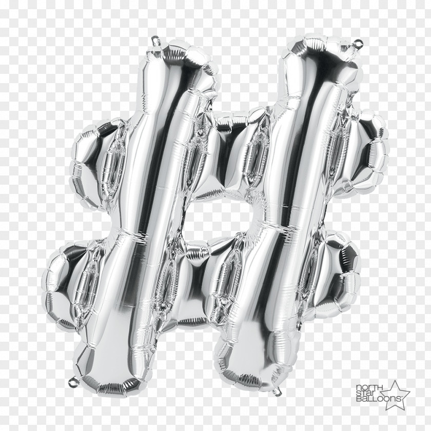 Balloon Mylar Hashtag Gold Party PNG