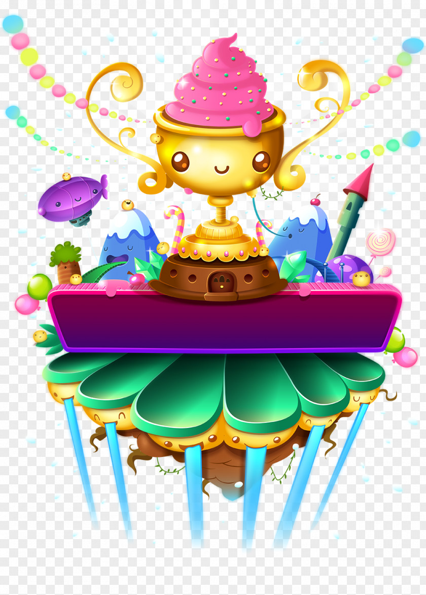 Floating Island Cartoon Drawing PNG