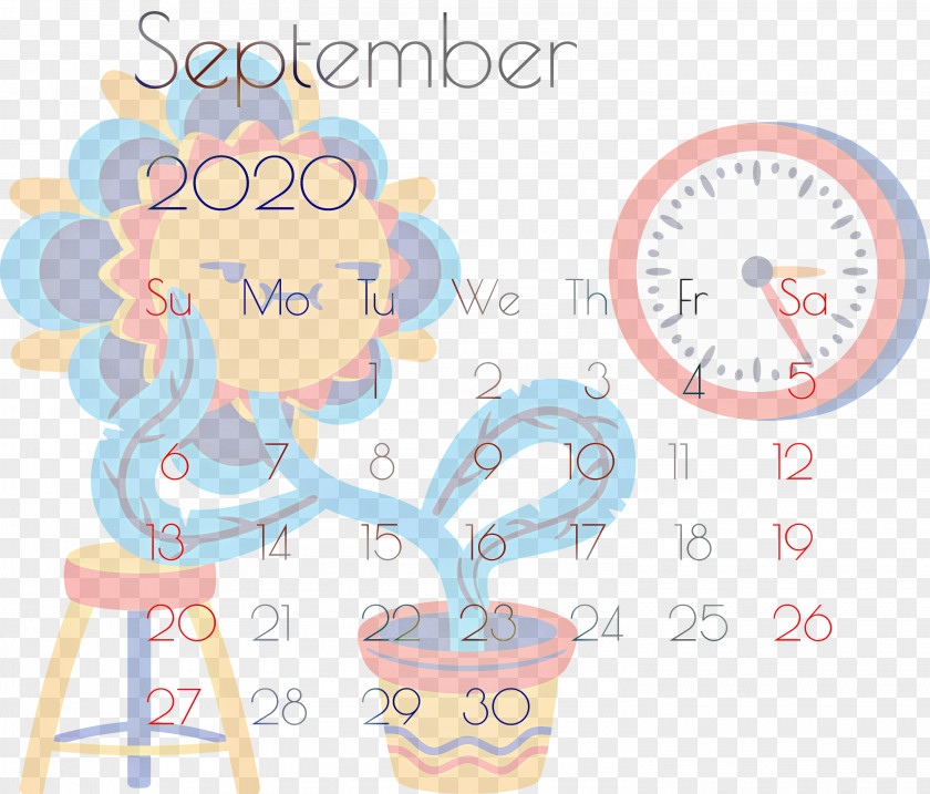 September 2020 Printable Calendar PNG